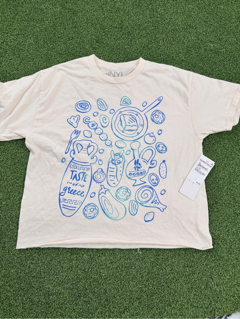 The Vinyl Icons Taste Of Greece Cropped Graphic Tee Small Cream Nordstrom